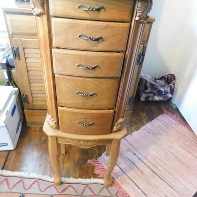 5 Drawer Jewerly Tower,  Side Compartments, and Vanity Mirror (No Contents)
