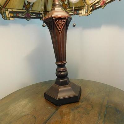 Elegant Metal Base and Post Lamp with Square Tiffany Style Shade