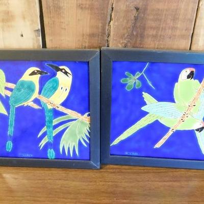 Set of Framed Costa Rican Tropical Bird Tiles