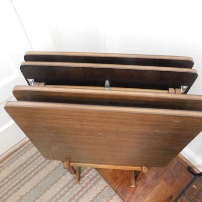 Five Piece Wood TV Trays with Stand