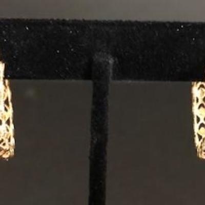 14K Gold Diamond Cut Earrings