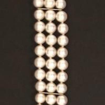 Three Row/Strand Pearl Bracelet with 14K Gold Clasp