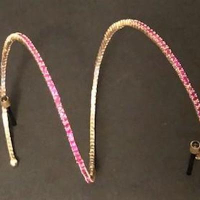 Vintage/Antique 10K Gold Spring/Coiled Bracelet with Channel Set Rubies
