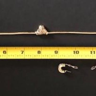 14K Gold Snake Rope, Sliding Diamond Pendent & Earrings (Milor Italy)
