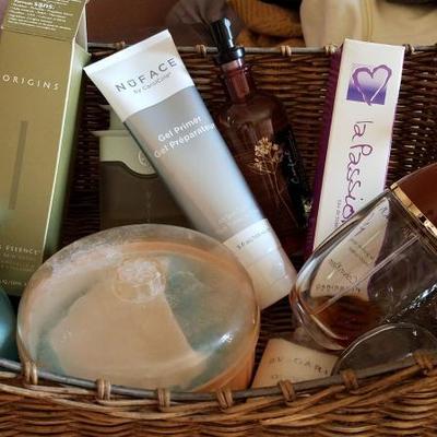Basket of Perfume and High End Cosmetics