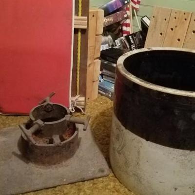 Vintage Crock and Tree Stand