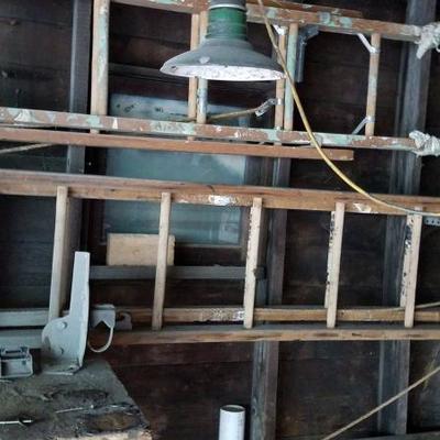 Ladders with misc. Garage Items