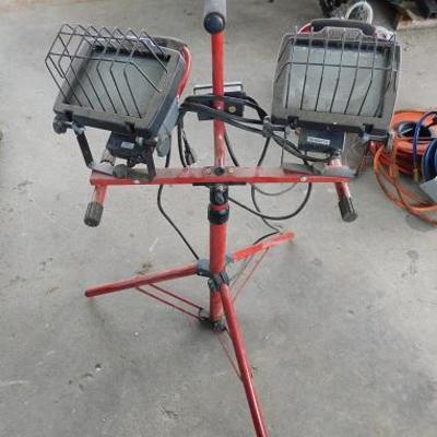 Double Head Shop Lights with Adjustable Height Stand