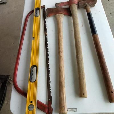 Set of Hand Tools Including Pick, Ax, Sledge Hammer, Etc.