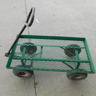 Metal Flat Bed Garden Cart with Pnuematic Tires