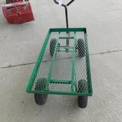 Metal Flat Bed Garden Cart with Pnuematic Tires
