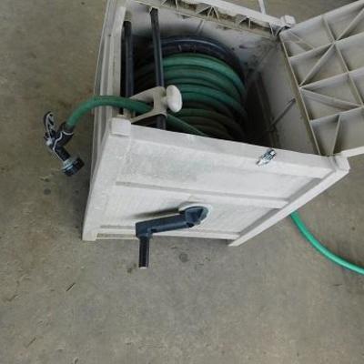 Garden Hose Reel and Cabinet with Hose