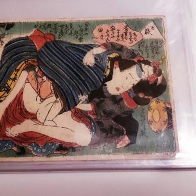 Antique Banzai Japanese Shunga Erotic Woodblock print