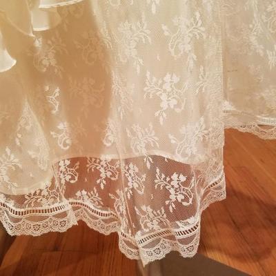 McCLINTOCK romantic french lace & chiffon off shoulder sweep dress