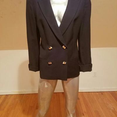 Vintage  Louis Feraud Germany navy  pure virgin wool double breasted jacket