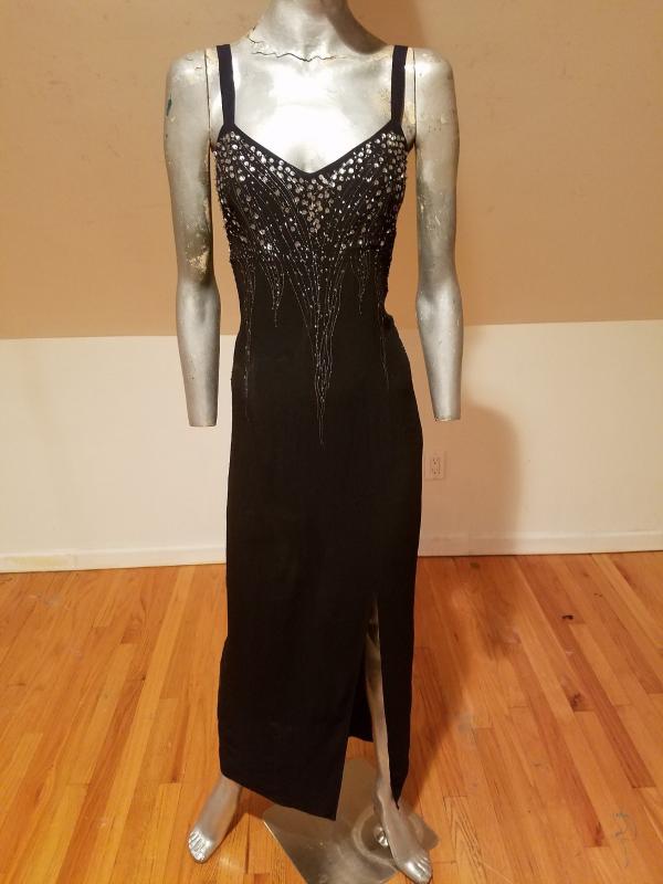 heavily embellished maxi dress