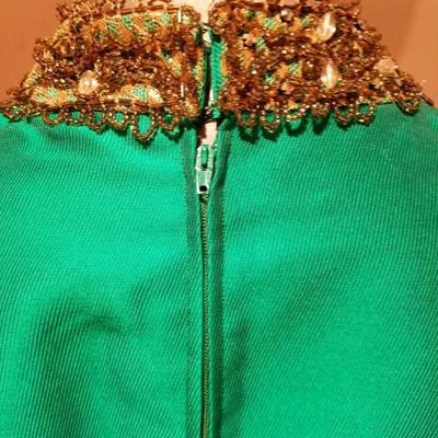 Vtg Trapeze highly embellished silk shantung dress Circa 1960