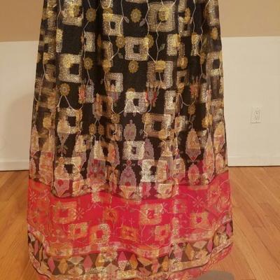 Vtg 70's Iconic DON LUIS De Espana maxi Metallic gold chiffon ethnic Gown