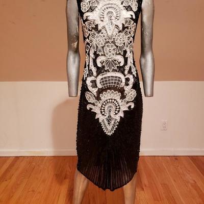 Flapper Vtg Layering silk heavily beaded evening coutur dress 