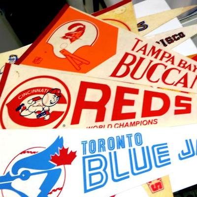 Lot of 12 Vintage Banners Football Baseball Mix Lot #828-64