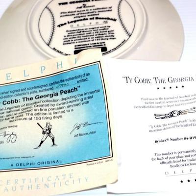 TY COBB The Georgia Peach Limited Edition Plate with COA #828-66