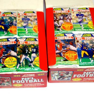 1990 Score Series 1 NFL Football Factory Complete Wax Box Lot of 2 #828-49