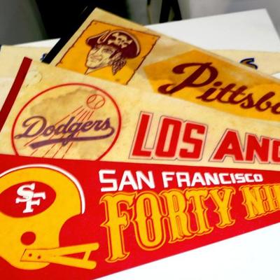 Lot of 12 Vintage Banners Football Baseball Mix Lot #828-64