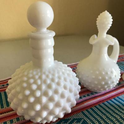 Lot 7: White Milk Glass with Hobnail Design