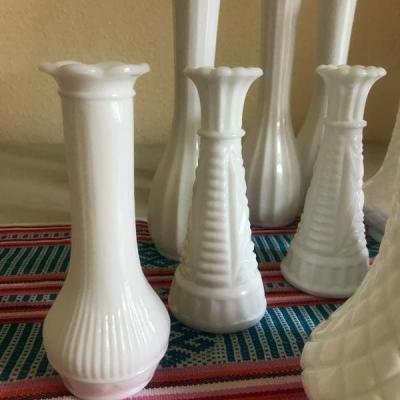 Lot 26: Lot of Milk Glass Bud Vases