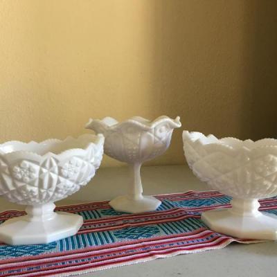 Lot 9: White Milk Glass with Quilted Pattern