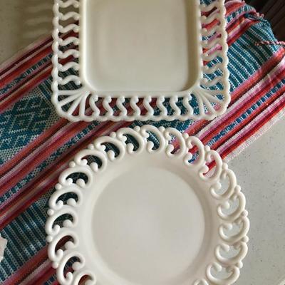 Lot 54: Vintage Milk Glass Platters 