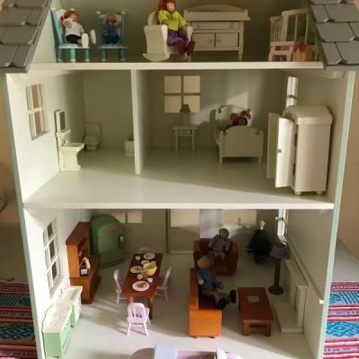 Lot 16: Dollhouse, Doll, and Doll furniture