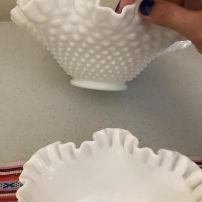 Lot 70: Milk Glass Hobnail Trio Bowls