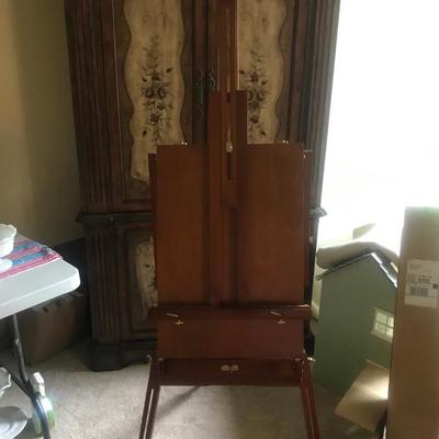 Lot 52: Wooden Art Easel w/paint, palette and brushes