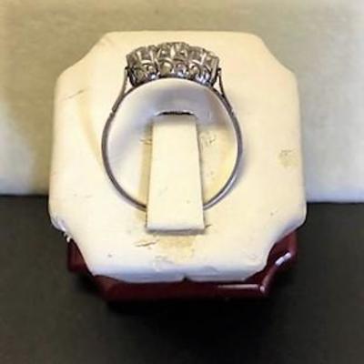 Platinum Deco, Three Diamond Filigree Ladies Ring (Size 10.5)