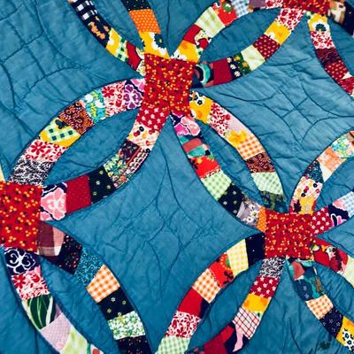 Hand stiched Wedding Ring Oversized Quilt