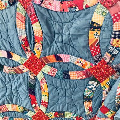 Hand stiched Wedding Ring Oversized Quilt