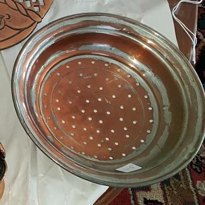 Smaller Copper Pan with Fish and Strainer