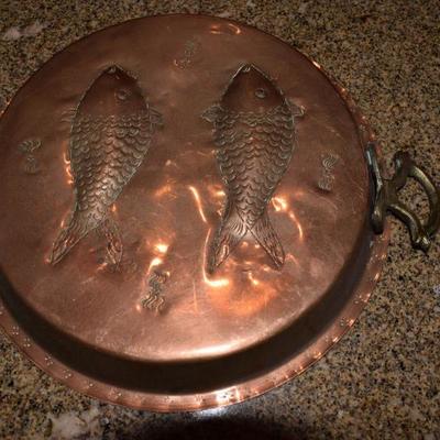 Copper Pan with Fish Design
