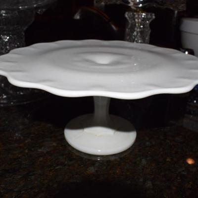 Vintage Milk Glass Pedestal Cake Stand