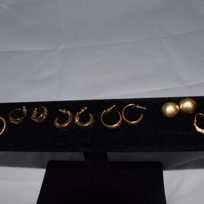 Six Pairs of Gold Tone Pierced Earrings