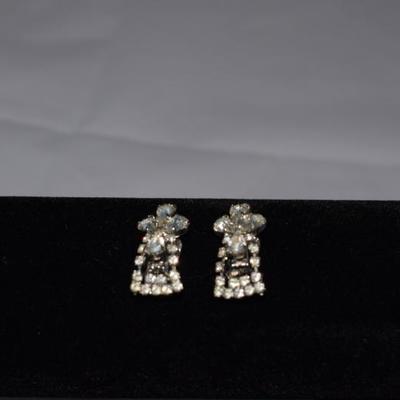 Vintage Pair of Rhinestone Earrings, Clip On