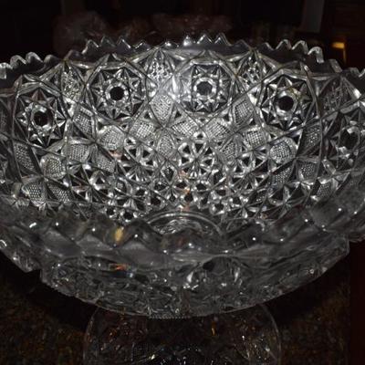 Large Crystal Punch Bowl Set