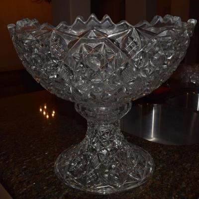 Large Crystal Punch Bowl Set