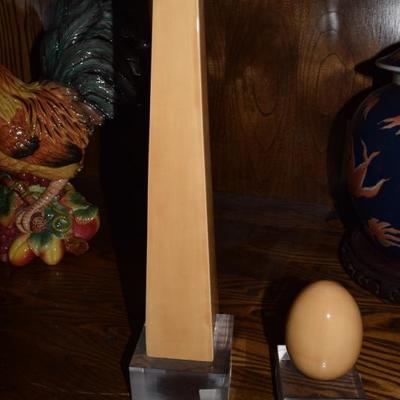 Modern Acrylic Obelisk and Egg Set