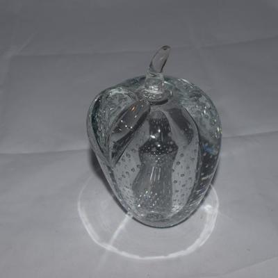 Bohemian Art Glass Apple with Bubbles, Large