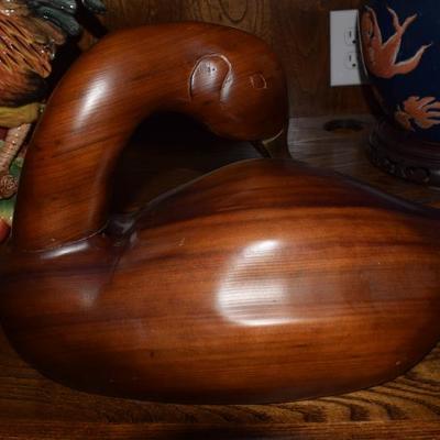 Carved Wooden Duck with Brass Beak
