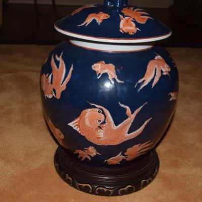 Oriental Ginger Jar on Rosewood Stand