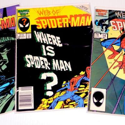 Web of Spider-Man #14 #18 #28 Venom app 1986 Marvel Comics Lot #912-15
