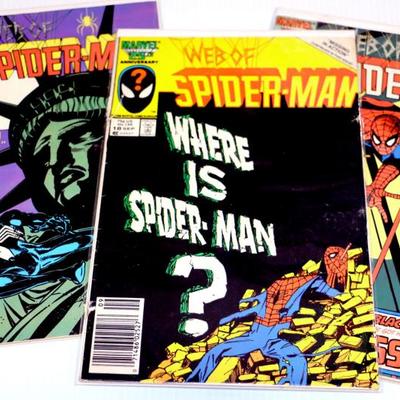 Web of Spider-Man #14 #18 #28 Venom app 1986 Marvel Comics Lot #912-15